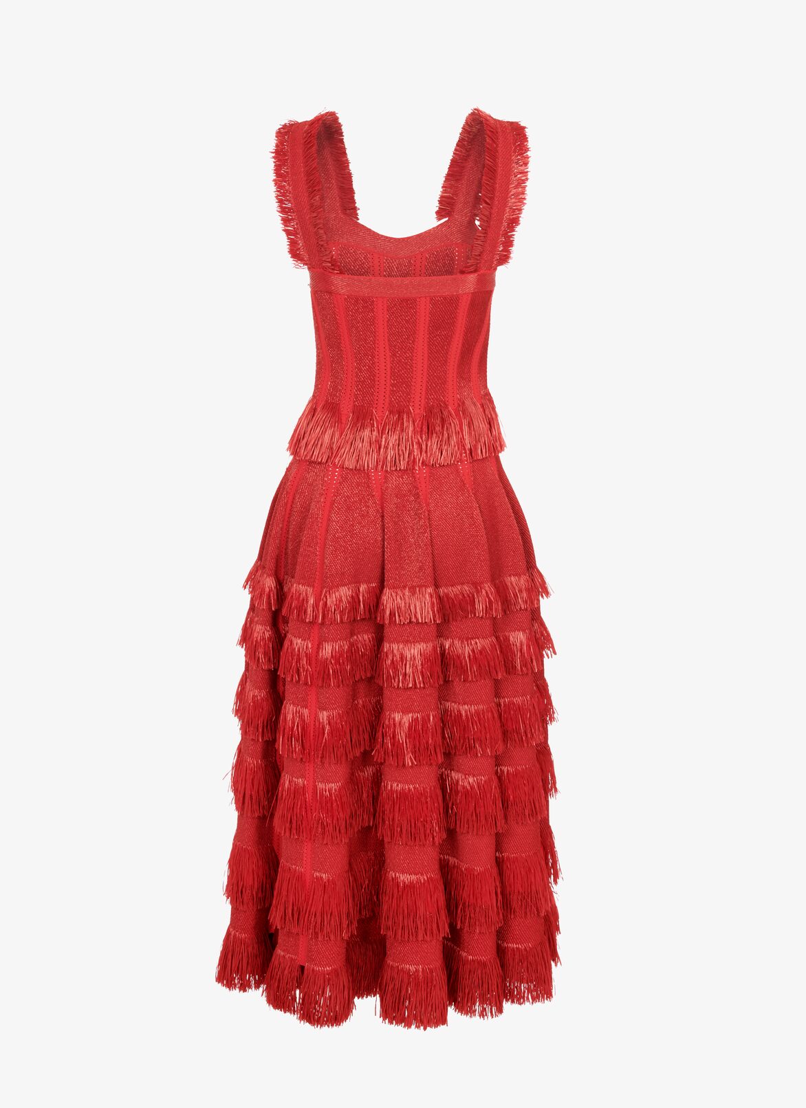 Knit and raffia bustier dress ALAÏA SCARLET KNIT AND RAFFIA BUSTIER DRESS